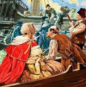 An artists impression of Hugenot refugees boarding a ship